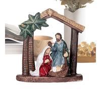 Nativity Scene, Crib Scene - Resin Nativity Scene Figurine Christmas Decorations - Nativity Figures, Christ Nativity of Jesus Ornaments, Jesus Birth Decor for Cloak, Shelf