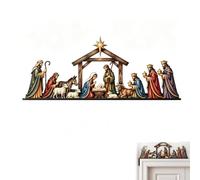 Nativity Scene Door Topper, 20cm Wooden Christmas Front Door Decor | Christian Jesus Nativity Christmas Decoration for Front Door, Porch, Entryway. Nativity Scene Design Ornament