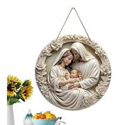 Nativity Scene Embellishments | Round Holidays Decoration Sign - Holy Family Decoration - for Wall Window Bedroom Living Room Door