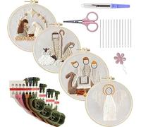 Nativity Scene Embroidery Kit-Set of 4,Christmas Cross Stitch Nativity Scene Embroidery Kit DIY Religious Vintage Embroidery Kit