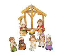 Nativity Scene Figurine Set - 12X Miniature Jesus Manger Display, Sacred Moment Religious Crib Ornament | Resin Christmas Nativity Statue for Church Catholic Decoration Indoor Tabletop Countertop Home