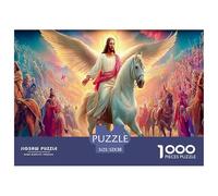 Nativity Scene Impossible Hard Challenging 1000 Pc Jigsaw Puzzle - Angel White Horse Vibrant Sky Recycled Paper for Home Wall Decor52x38cm/1000pcs