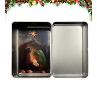 Nativity Scene Indoor Sea - Glass Wood Tabletop Decor, Figurines Tin Box Workplace, Living Room Bookshelf Mantel Seasonal | Workplace Living Room Bookshelf Mantel Seasonal Celebration Family Gathering