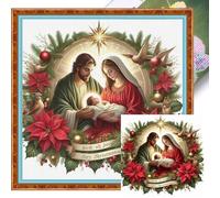 Nativity Scene Jesus Stamped Cross Stitch Kit, Spiritual DIY 11CT Embroidery Craft Set 40x40cm, Religious Christmas Home Decor & Thoughtful Gift