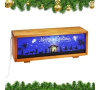 Nativity Scene Lantern - Wooden LED Decorative Lamp | Christmas Nativity Scene Light For Mantel, Bedside Table, Living Room, Playroom, And Party Décor - Perfect For Winter Festival & Holiday Display