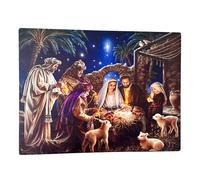 Nativity Scene LED Canvas Art Christmas Light Up Christian Wall Xmas Photo Print 40cm x 30cm