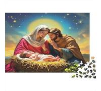 Nativity Scene Manger 1000 Pieces Puzzle Holy Family Manger Relaxing Challenging Recycled Cardboard for Adults & Kids 38x26cm/1000pcs