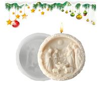 Nativity Scene Mold, Candle Mold, Jesus Birth Candle Moulds | 3D Round Easy Release Silicone Craft Christmas for Resin Fondant Gypsum Plaster Wax Soap Chocolate Crafting Projects DIY Art