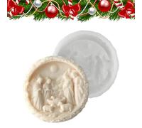 Nativity Scene Mold - Round 3D Jesus Family Silicone Mould Simple Press-to-Release Design | Non-Stick Ornamentt Moulds for Christmas Crafts, Baking, Chocolate, Candle, Soap, Plaster
