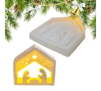 Nativity Scene Mould | Tea Light Jesus Candle Holder Template | Silicone Molds For Christmas Decoration | For Use With Plaster,