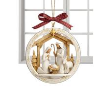 Nativity Scene Ornament - 3.15 Inch Acrylic Hanging Decoration | Christian Holiday Gift - 2D Light & Flat Jesus Scene Pendant for Christmas, Home Weddings