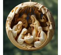 Nativity Scene Ornament, Nativity Christmas Tree Ornaments , Acrylic 3D Nativity Scene Hanging Ornament, Religious Tree Ornaments, Birth Of Jesus Christian Ornaments For Home Hanging Decoration (B)