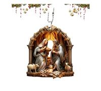 Nativity Scene Ornaments,2D Acrylic Nativity Christmas Tree Ornaments,The Birth of Jesus Christian Christmas Decorations for Tree Xmas,Religious Gift for Christian Family Xmas Holiday Decoration