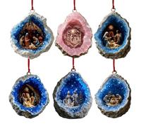 Nativity Scene Ornaments, 6 Pieces Christmas Tree Nativity Scene Pendants, Home Decor, Christmas Religious Decoration For Living Room Table Shelf Mantel Window Kitchen Porch Entryway Balcony Yard Hol