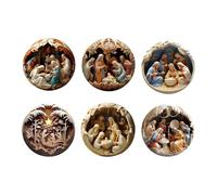 Nativity Scene Ornaments, Christmas 3D Stereoscopic Birth Blessing Acrylic Pendant, Collectible Dated Year Ornaments for Tree, for Christmas Tree, Wreaths, Fireplaces, Newborn Celebrations (G-6PCS)