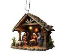 Nativity Scene Ornaments - Elegant Acrylic Hanging Figurines, Sacred Christmas Decorations | Stunning Birth of Jesus Ornament with Sturdy Construction for the Tree