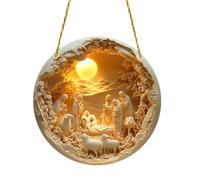 Nativity Scene Ornaments for Christmas Tree,2D Acrylic Christian Tree Decoration - Nativity Scene Christmas Crafts Pendant for Winter Decor