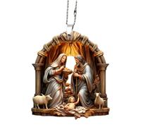 Nativity Scene Ornaments, Nativity Scene Ornaments - The Birth of Jesus, Christmas Tree Nativity Signs, 3D Acrylic Nativity Pendants, Festive Memorial for Christmas