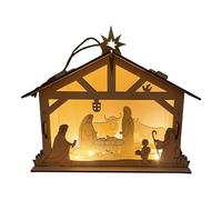 Nativity Scene Ornaments, Wooden House Shaped Christmas Tree Ornaments, Birth of Jesus Christian Decor, Hangable Holiday Decorations for Christmas Tree, Religious Holiday Ornament