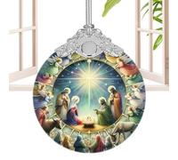 Nativity Scene Pendant - Handcrafted Christmas Necklace, Religious Jewelry | Acrylic Christmas Pendant Birth Nativity Scene Blessing Pendant, Holy Family Charm, Christian Faith Accessory, Bethlehem Na