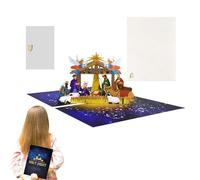 Nativity Scene - Religious 3D Christmas, Elegant Holiday Greeting with Envelope | Gift for Family, Friends, Church Members, Christian Celebrations, Christmas Eve