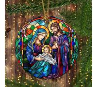 Nativity Scene, Religious Theme Jesus Birth Crimbo Ornaments With Ribbon Christmas Tree Decorations Ceramic Noel Xmas Tree Hanging