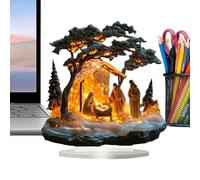 Nativity Scene Set Light Up - Acrylic Nativity Desktop Figure Decorations | Classic Exquisite Nativity Figures Home Decor | Christmas Tabletop Nativity Scene for Home Decoration