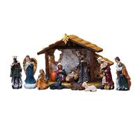 Nativity Scene Set, Traditional Christmas Nativity Set with Stable and 12 Resin Figurine, Hand Painted Religious Nativitys Manger Statue for Tabletop Decoration
