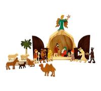 Nativity Scene Set Wooden, Christmas Nativity Scene Decoration, Christmas Crafts Nativity Set Wooden Figures, Wood Nativity Exquisite Christmas Table Decor