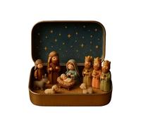 Nativity Scene Sets & Figures In A Tin Box, Christmas Nativity Sets, Portable Pocket Decoration, Jesus Nativitys Scene Collection For Tabletop Chapel Decor