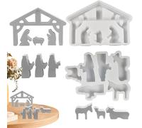 Nativity Scene Silicone Mold Nativity Candle Mold Scented Candle Molds House Shape Craft Making Supplies Craft Table Decoration Plaster