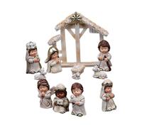 Nativity Scene Small Figures Set, Nativity Scene Set - Christmas Indoor Scene Statue Figurines Jesus Manger Crib Ornament | 12X Nativity Sets Collectibles, Religious Holiday Collection Jesus Baby