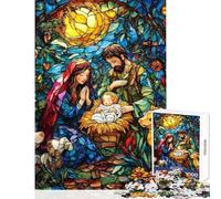 Nativity Scene Stained Gla Jigsaw for Adults1000 Pieces Strengthen Mind Clarity And Sharpness Calm Serene Leisure Activity (50x75cm)