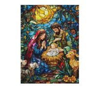 Nativity Scene Stained Gla Themed Wooden Jigsaw Puzzle for Adults, 500 PCS