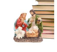 Nativity Scene Statue - Religious Resin Art, Jesus Family Sculpture | Holiday Room Accent, Christian Home Décor For Bookshelf, Offiice Table, Hotel Centerpiece, Church Altars, Indoor Celebration Use