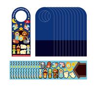 Nativity Scene Stickers 12pcs/Set Christmas Theme Adhesive Scene Religious Party Supply Festive Classroom and Party Activities