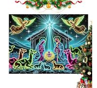 Nativity Scene Tapestry - 180 x 230 cm, Glow in the Dark Background, Large Hanging Decor, Festive Luminous Wall Art, Room Decor, Party Background for Bedroom, Living Room, Office, Kids