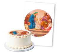 Nativity Scene With Angels & Sheep, 1 Icing Sheet 8" Round Cake Topper