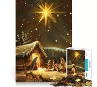 Nativity Scene with Star Jigsaw Puzzles for Adults 1000 Piece Logic Boost Toy Group Joy Premium Edge Bday Surprise (38x26cm)
