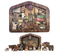 Nativity Scene Wooden Statue Puzzle Set Baby Jesus Crib Figurines