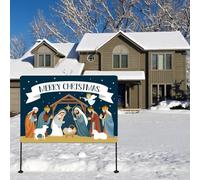 Nativity Sence Christmas Decorations Outdoor Yard of Nativity Scene Yard Sign reversible Double-Sided Religious Manger Scene Yard Sign for outdoor Lawn Christmas Decorations (Garden Sign Large)