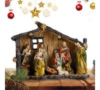 Nativity Set | 38 cm Christmas Decorations | Figurines of the Birth of Jesus in Resin with Feeder, for Table Home Church Inside During Catholic and Christian Festivals
