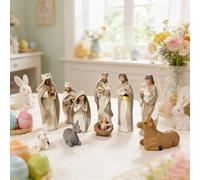 Nativity Set for Christmas Indoor, 10 Pcs 5.5 Inch Scene Statue Figurines, Hand Painted Nativity Scene Indoor, Christmas NativitySet, Holy Family Jesus Manger Crib Ornament, Xmas Decorations