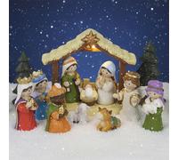 Nativity Set for Kids - 13pcs Christmas Story Sets & Figures Nativity Scene for Toddlers with LED Lights, Tabletop Figurines Nativity Playset for Little Girls Boys Children Ages 3 4 5 6+