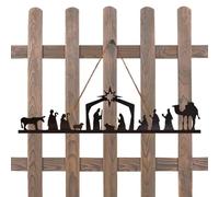 Nativity Set Iron, Nativity Silhouette Tabletop Tea Light Candle Holder, Decoration Silhouette Candlesticks for Christian Holiday Home Indoor Room Table Mantle Wall