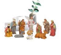 Nativity Set - Resin Jesus Figurines Religious Christmas Decorations,Small Figurines Nativity Scene Table Decor,for Bedroom Desk Shelf Fireplace Office Church School Party Garden Yard Patio