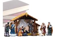 Nativity Set | Tiny Jesus | Smal Manger | Resin Christmas Mangeer Scene-Jesuss Birth Sets With 12 Ornaments | Small Figures, Tabletop Scenes, Religious Natvity Manager Statue