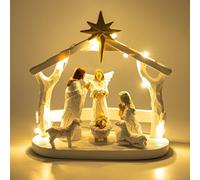 Nativity Sets for Christmas Indoor- Nativity Set with LED Lights Nativity Scene Indoor with Manger, Nativity Sets & Figures Nativity Story- Christmas Decorations