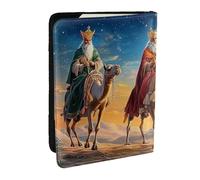 Nativity Star and Three Kings Printed Passport Holder,Travel Pu Leather Passport Cover Case Organiser for Men Women,6.5 Inch