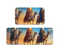 Nativity Star And Three Kings Rug Cushioned Kitchen Rugs Sets Of 2 Comfort Standing Mat For Home Decor Sink,Kitchen Mats For Floor Non Slip Washable ，Laundr 17"X47"+17"X30"